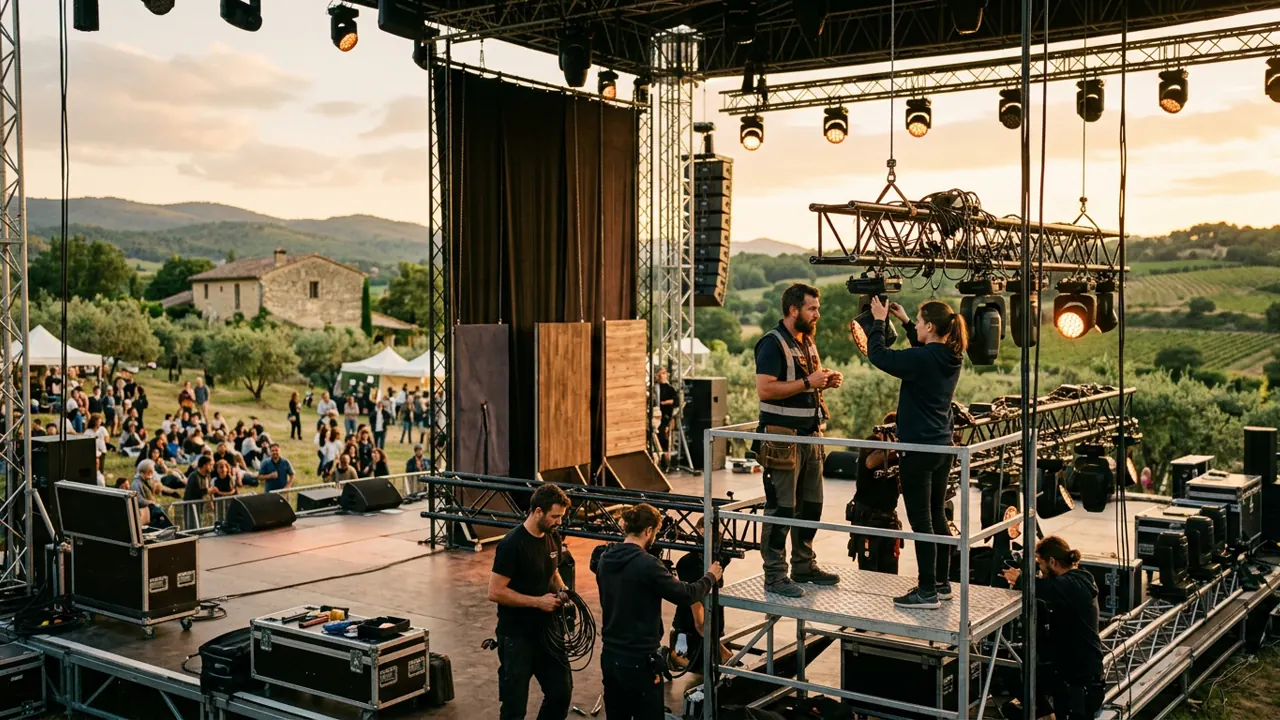 Spectacle vivant en plein air illuminé par la régie solidaire de LRS Spectacles