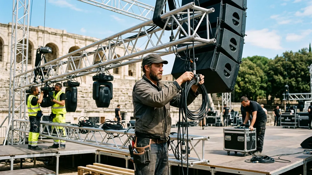 Coordination technique et montage de structures scéniques